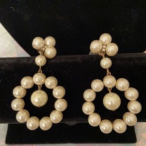 J Crew large faux pearl earrings